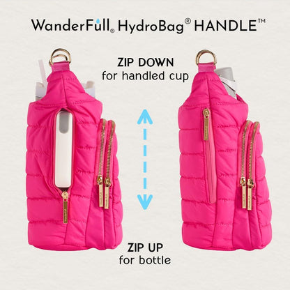 WanderFull Original HydroBag Handle® Zipper Slot for Handle, Hands-Free Crossbody Water Bottle Holder & Tumbler Accessories