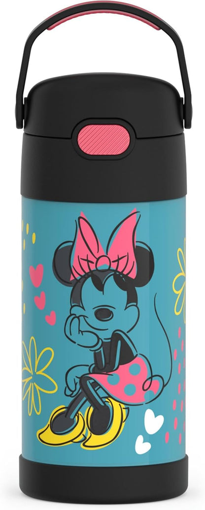 THERMOS FUNTAINER Water Bottle with Straw - 12 Ounce - Kids Stainless Steel Vacuum Insulated Water Bottle with Lid, Bluey - Colors A
