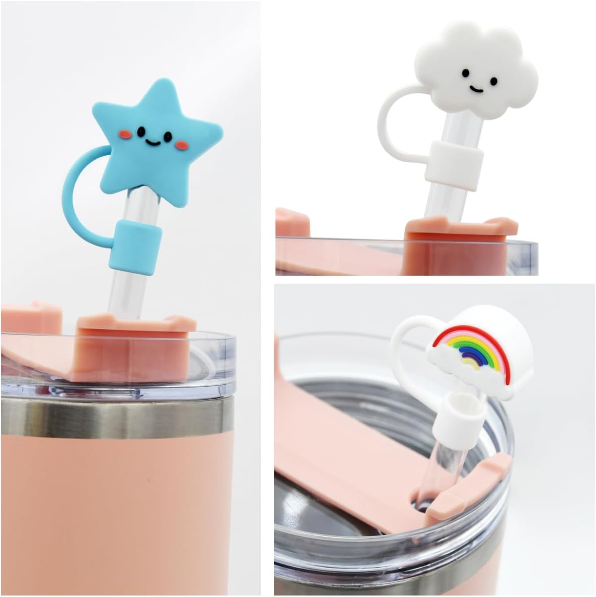 Straw Cover Cap for Stanley Cup,Silicone Straw Topper 10 mm 0.4 in Reusable Straw Tips Lids,Straw Tip Covers for Stanley Cups Accessories