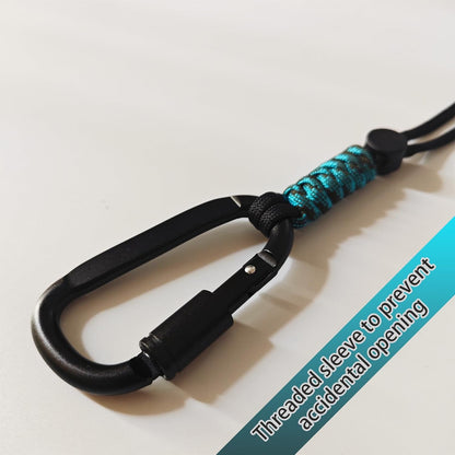 Paracord Keychain/Carabiner Clip - Jaymokes D Ring Metal Hook for Water Bottle, Key, Backpacks and More