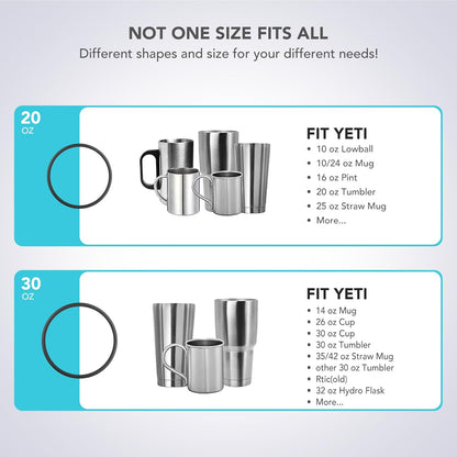 Rubber Seal Replacement Gasket for Yeti Lid, Leak-proof O Ring Replacement Compatible with Yeti 20 oz Tumbler, 10/24 oz Mug, 25 oz Straw Mug and 10 oz Lowball, 4 Packs