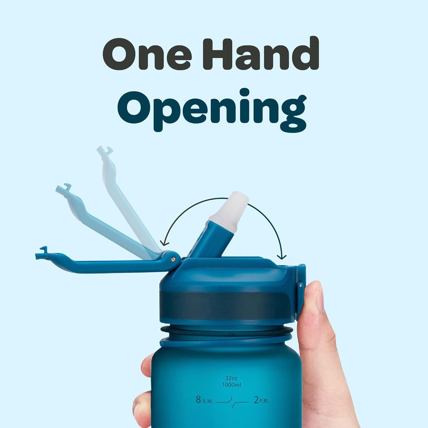Hydracy Water Bottle with Time Marker -Large BPA Free Water Bottle & No Sweat Sleeve -Leak Proof Gym Bottle with Times to Drink - Ideal for Fitness Sports & Outdoors