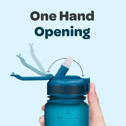 Hydracy Water Bottle with Time Marker -Large BPA Free Water Bottle & No Sweat Sleeve -Leak Proof Gym Bottle with Times to Drink - Ideal for Fitness Sports & Outdoors