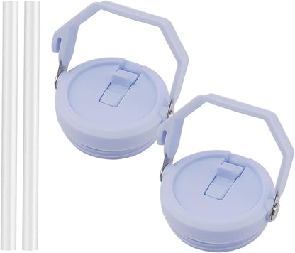 2 Pack 40 oz Tumbler Flip Straw Lid Replacement Fit for 40 oz Stanley Quencher, Leak Proof,Handle On Top,Reusable Tumbler Cover Compatible with 40oz Stanley Quencher (Cream White)