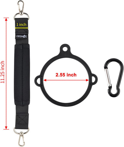 CM Water Bottle Handle Strap Carrier Handle Neoprene Holder Strap with Carabiner for Wide Mouth Bottles, Fits 12 oz to 64 oz Bottle, Black Color