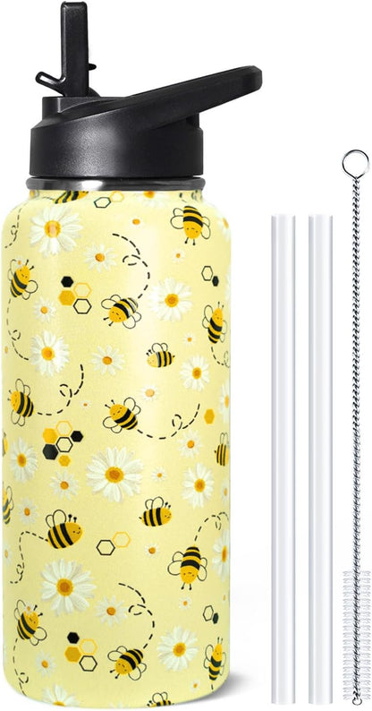 32 oz Pickleball Insulated Water Bottle with Straw - Pickleball Gym Hiking Sports Coffee Mug | Perfect Pickleball Gifts for Women, Pickleball Decor Accessories