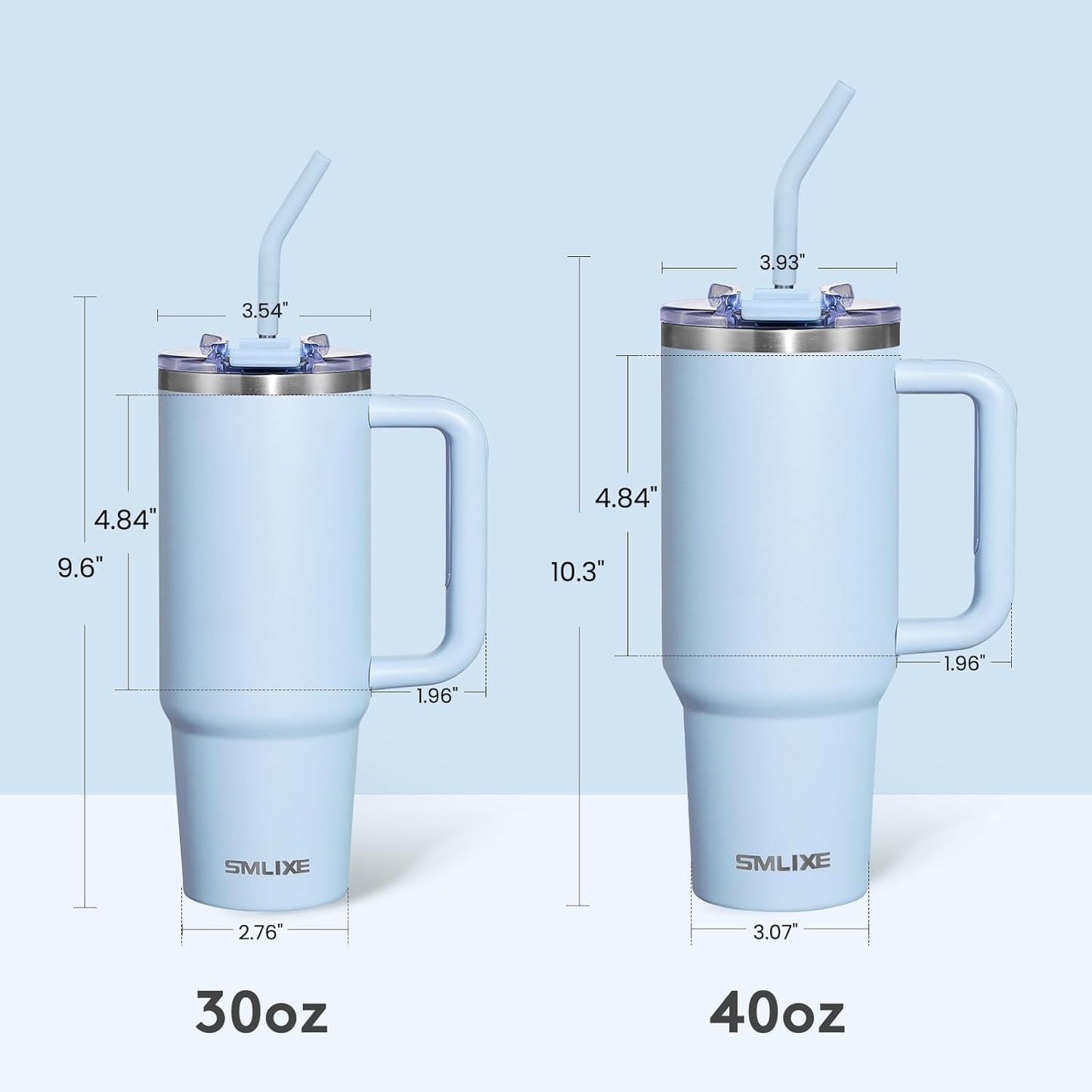 40 oz Tumbler with Handle and Straw Lid,Insulated Reusable Stainless Steel Water Bottle Travel Mug，Cupholder Friendly Double Wall Vacuum Sealed Cup (Black)