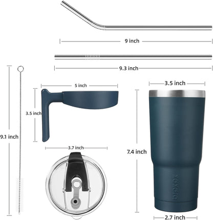 BJPKPK Tumbler With Handle And Straw Lid 40 oz Stainless Steel Insulated Coffee Tumbler Cups For Home, Office or Car,Turquoise