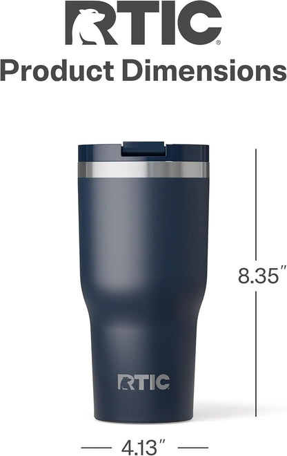 RTIC 20oz Essential Tumbler with Lid, Ceramic Lined, Insulated, Stainless Steel, Metal, Double Wall Vacuum-Insulation, Travel Cup for Iced Coffee, Tea, Hot and Cold Drink, Graphite