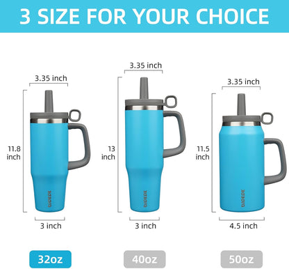 BJPKPK 50oz Insulated Tumbler with Handle Stainless Steel Travel Coffee Mug with Lid Reusable Large Water Bottle with Straw,Sky