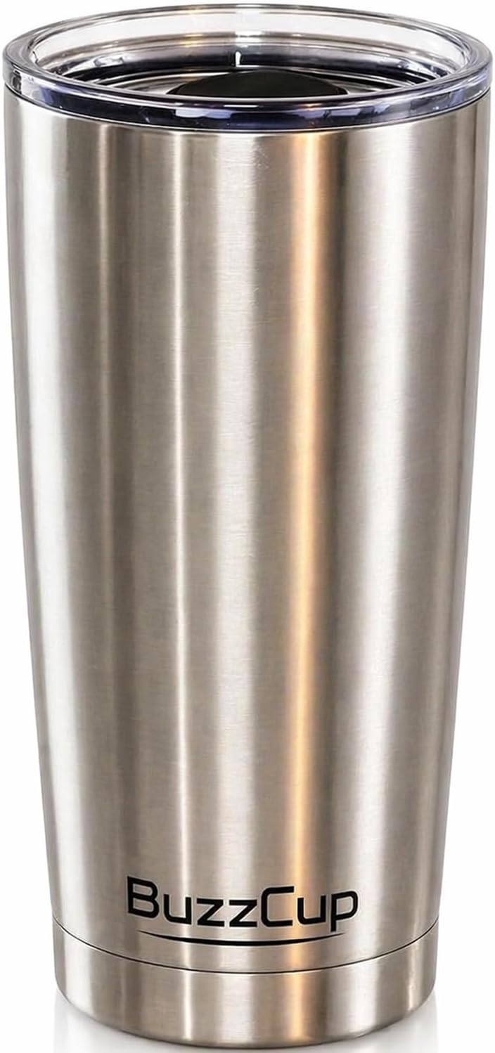 20 oz Stainless Steel Tumbler with Magnetic Slide Lid – Double Wall Insulated Coffee Travel Mug, Leak Proof Iced Coffee Cup, Hot & Cold Tumbler (Black)