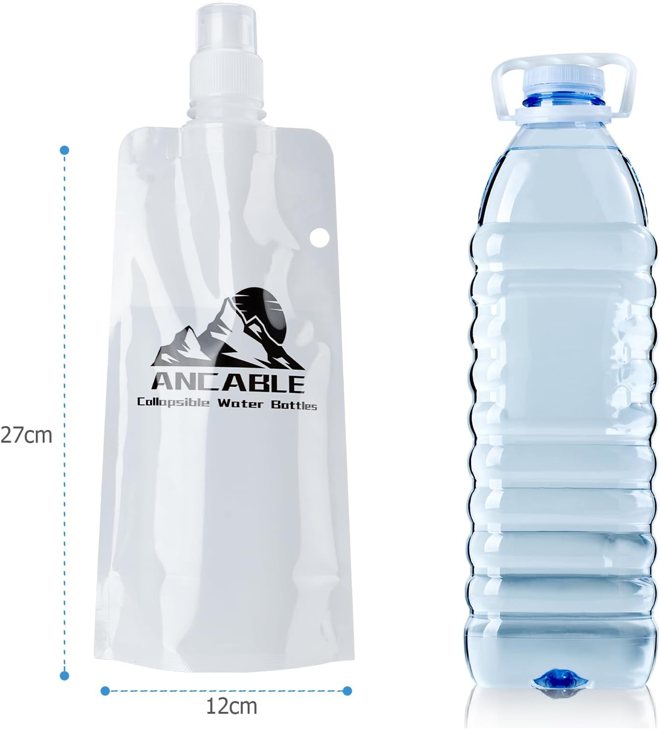 Ancable 33oz (1L) Collapsible Water Bottles, 3-Pack Reusable Travel Foldable Water Bottles for Hiking Camping Running Bike, BPA-Free Water Bottle
