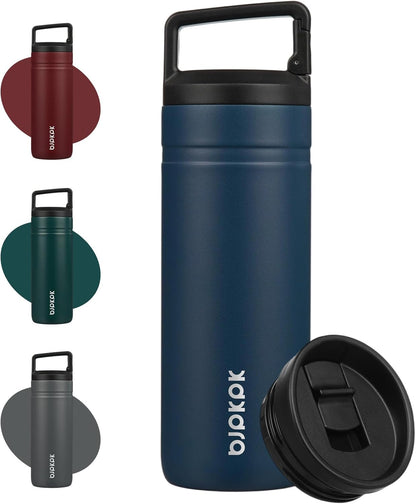BJPKPK Insulated Water Bottle with 2 Lids,20 oz Double Wall Stainless Steel Vacuum Tumbler Travel Coffee Mug,Wide Mouth Thermal Cup,Haze Blue