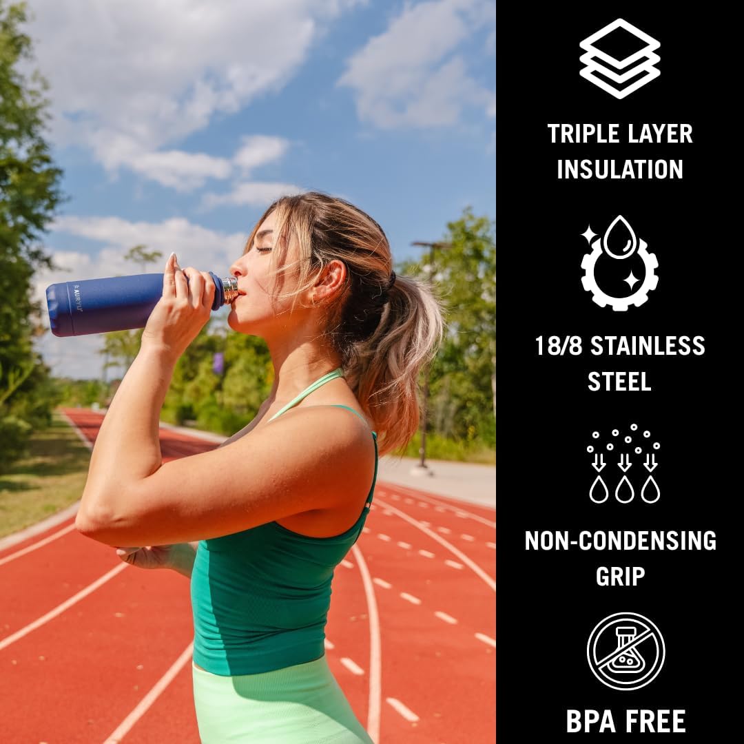 Best in Class Triple-Walled Insulated Stainless Steel Water Bottle, Keeps your Drinks Cold for up to 24 Hours and Hot for up to 12 Hours, Leak Proof, Make a Difference in the World, Black, 17oz