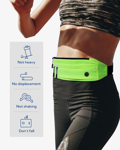 WATERFLY Running Belt Fanny Pack: Runner Marathon Jogging Waist Pack Sport Workout Exercise Fitness Phone Holder Belt for Men Women Jogger Slim Waist Bag Black