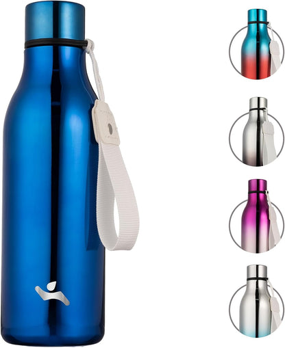 Konokyo Insulated Water Bottle with Strap,18 oz Double Wall Stainless Steel Vacuum Bottles Metal Water Flask,Macaron Green - Colors A
