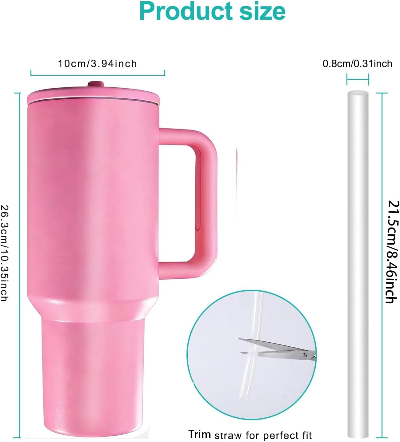 40 oz Insulated Tumbler with Handle,Flip Straw,Lid & Rubber Base Stainless Steel Water Bottle - Leak Proof Vacuum Insulated Mug BPA Free Reusable Travel Cup Gifts for Women/Men (light blue)