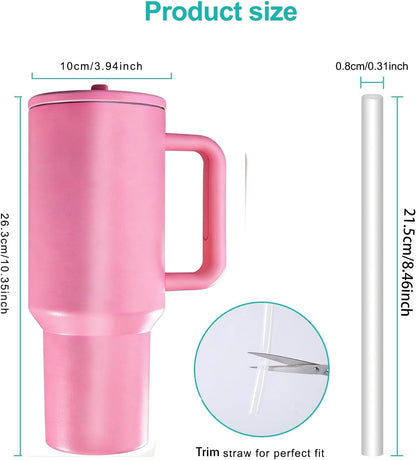 40 oz Insulated Tumbler with Handle,Flip Straw,Lid & Rubber Base Stainless Steel Water Bottle - Leak Proof Vacuum Insulated Mug BPA Free Reusable Travel Cup Gifts for Women/Men (light blue)