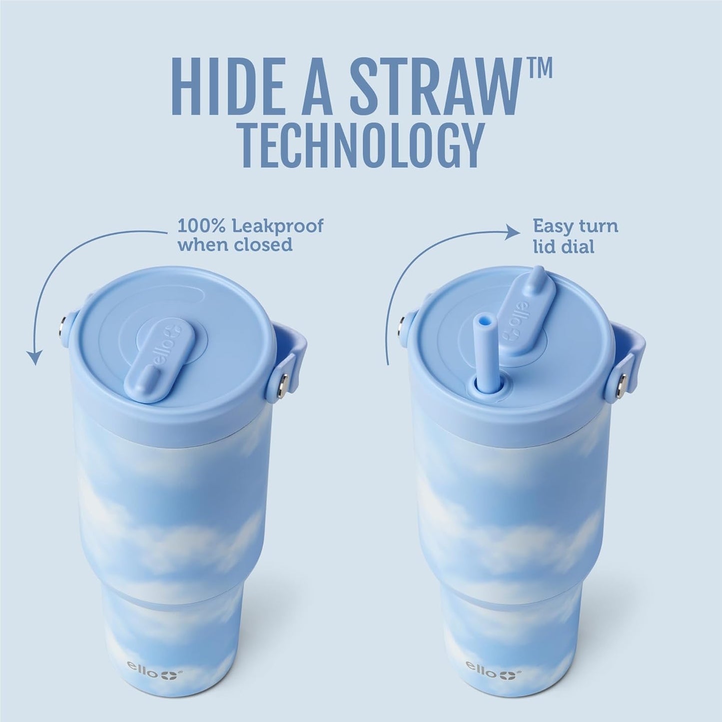 Ello Oasis Go+ 26oz Tumbler with Top Handle and Retracting Straw | Reusable Insulated Stainless Steel Cup, 100% Leakproof Water Bottle, 24 Hours Cold, Cup Holder Friendly For Travel | Wild Rasberry