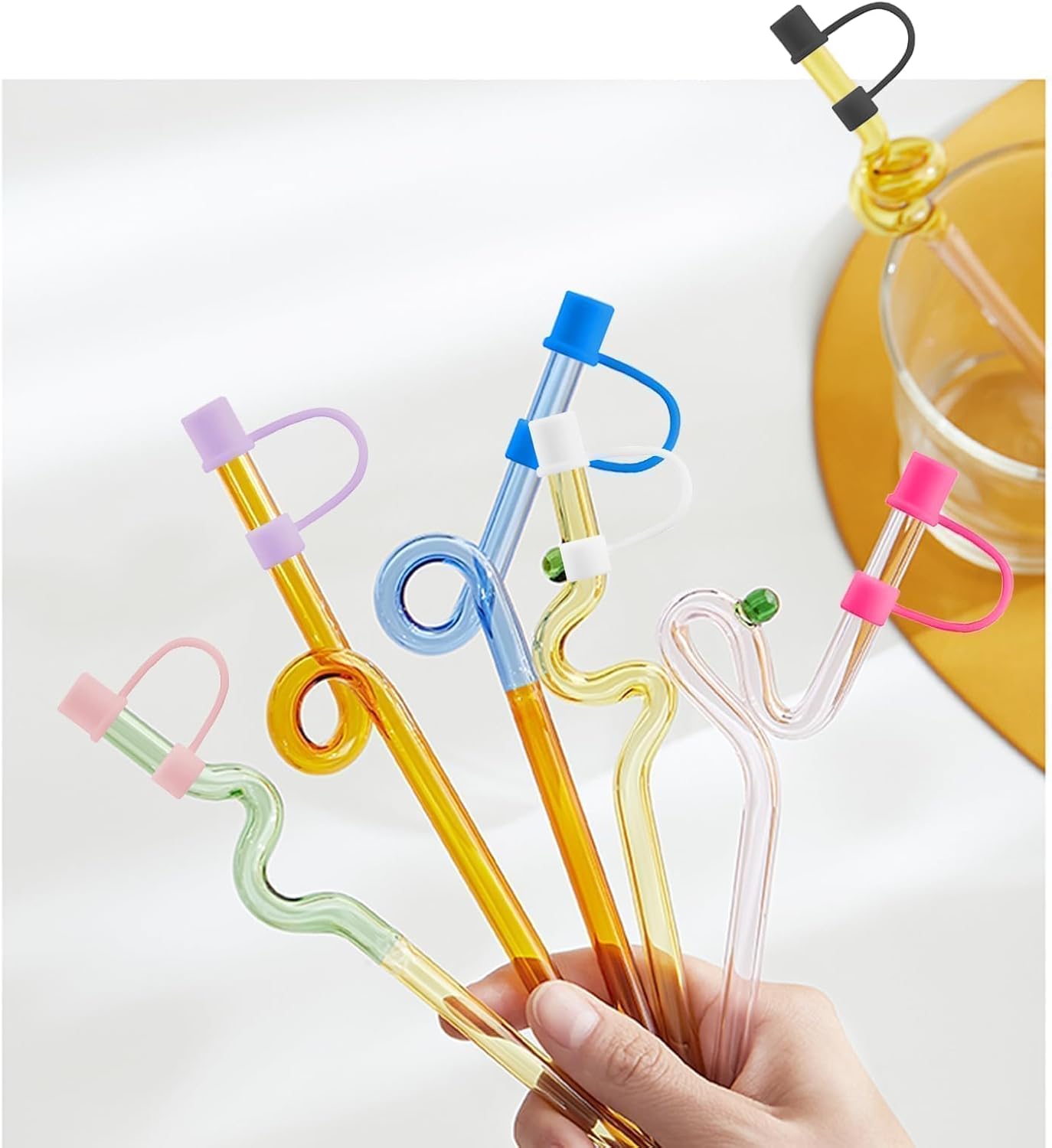 6|12 Pack 0.4in/10mm Straw Toppers, for Stanley Straw Covers Cap for Tumblers for Stanley 14|20|30|40|64 Oz Cup, Silicone Dust-Proof Caps（ Cup is Not Included）, 6 Pack