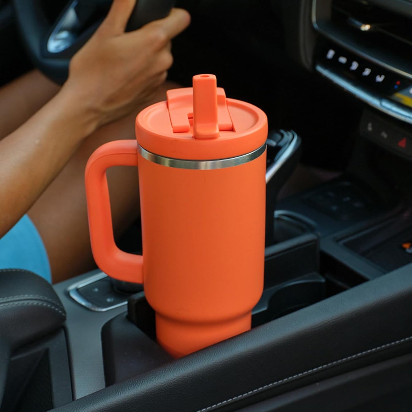 40 oz Tumbler with Handle and Straw: Stainless Steel Insulated Tumbler Keeps Cold for 24 Hours, Leakproof Travel Cup Fits in Cup Holder and BPA-Free, Cotton Candy