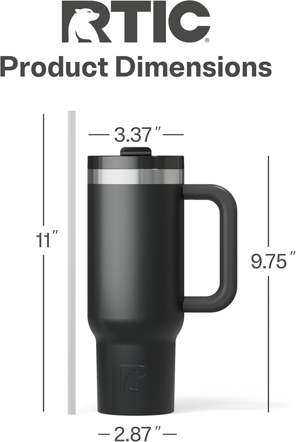 RTIC 30 oz Road Trip Tumbler Double-Walled Ceramic Lined InsulatedStainless Steel Portable Travel Coffee Mug Cup with Lid, Handle and Straw, Periwinkle Bouquet