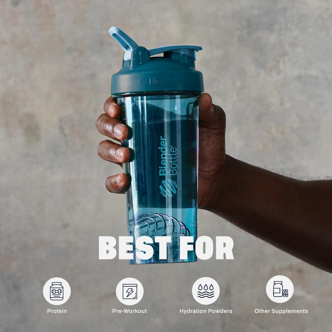 BlenderBottle Shaker Bottle Pro Series Perfect for Protein Shakes and Pre Workout, 24-Ounce, Black