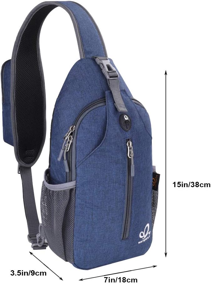 WATERFLY Crossbody Sling Backpack Sling Bag Travel Hiking Chest Bag Daypack (Black)