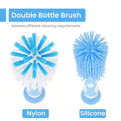 Ariseno 5-in-1 Baby Bottle Cleaner Set, Including Nylon & Silicone Bottle Brush, Cap, Straw & Nipple Brushes, BPA-Free (Grey)
