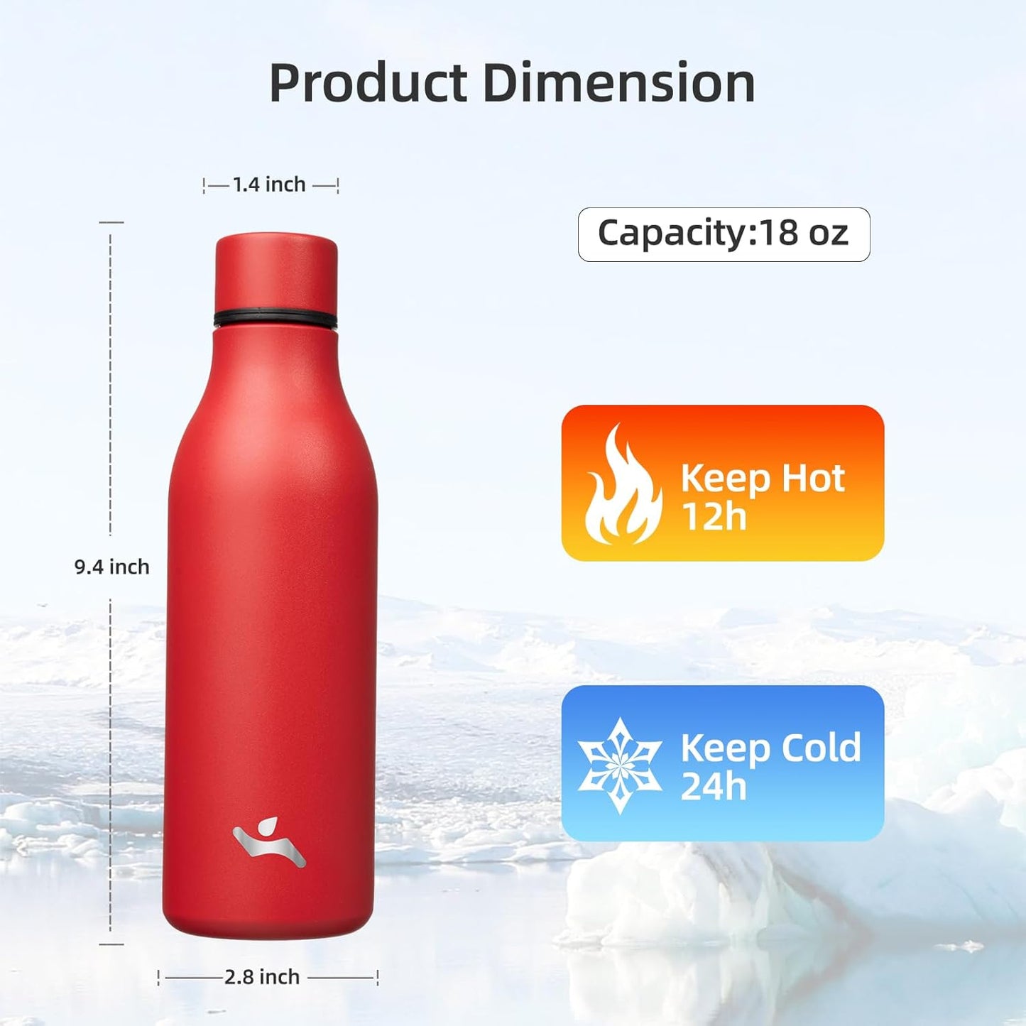 Konokyo Insulated Water Bottle with Strap,18 oz Double Wall Stainless Steel Vacuum Bottles Metal Water Flask,Macaron Green - Colors A