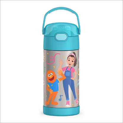 THERMOS FUNTAINER Water Bottle with Straw - 12 Ounce - Kids Stainless Steel Vacuum Insulated Water Bottle with Lid, Bluey - Colors A