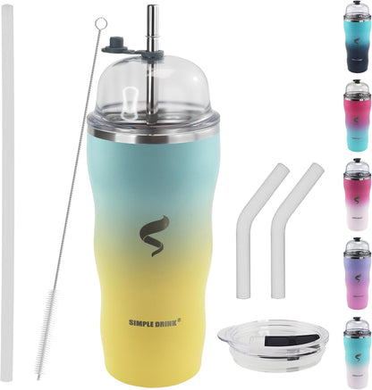20Oz Insulated Tumbler With Straw And Lid, Stainless Steel Coffee Cup, Double Wall Vacuum Travel Mug,Spill proof Iced Coffee Tumbler, Beach tumbler, Green Red Tumbler