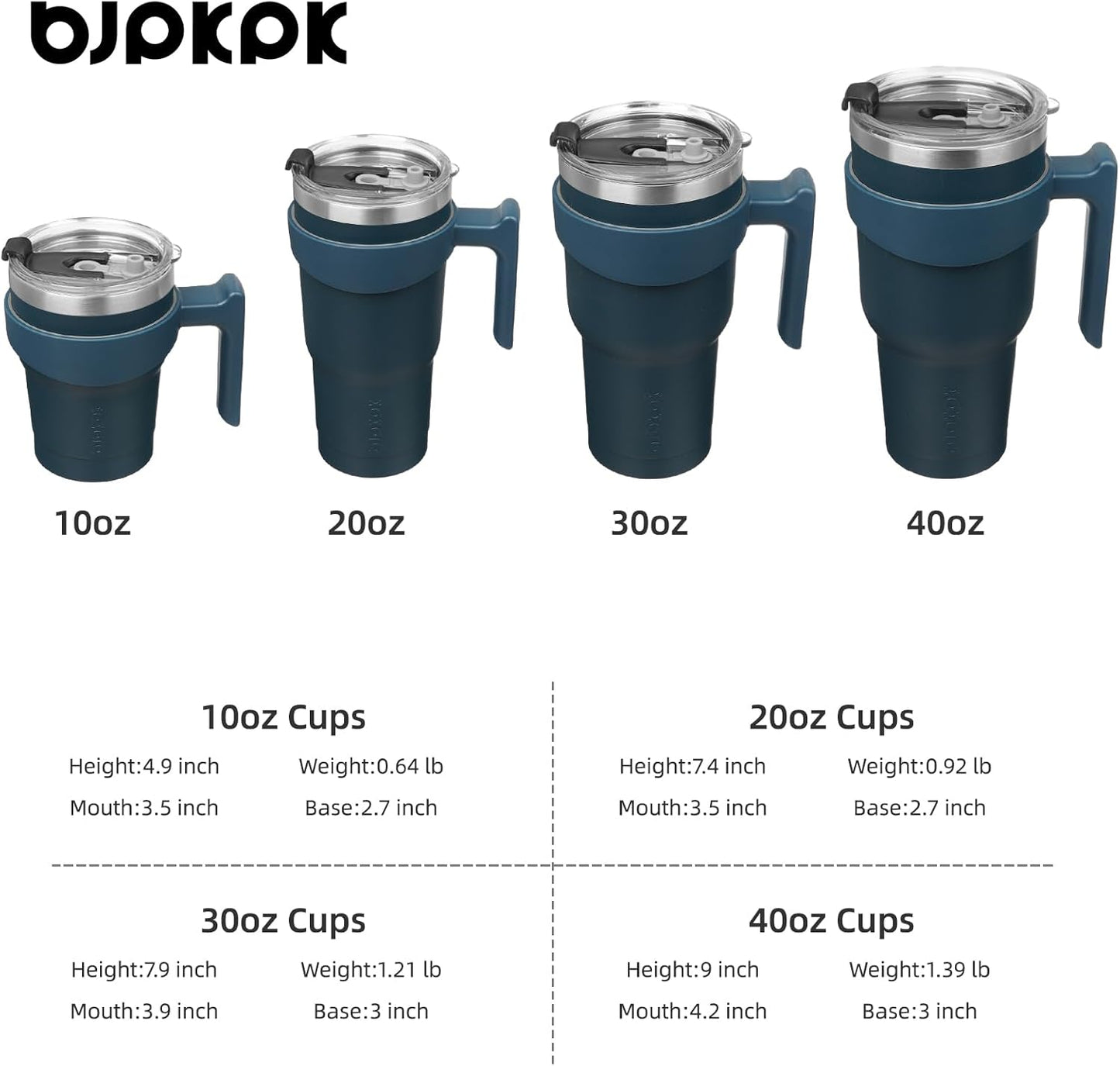 BJPKPK Tumbler With Handle And Straw Lid 40 oz Stainless Steel Insulated Coffee Tumbler Cups For Home, Office or Car,Turquoise
