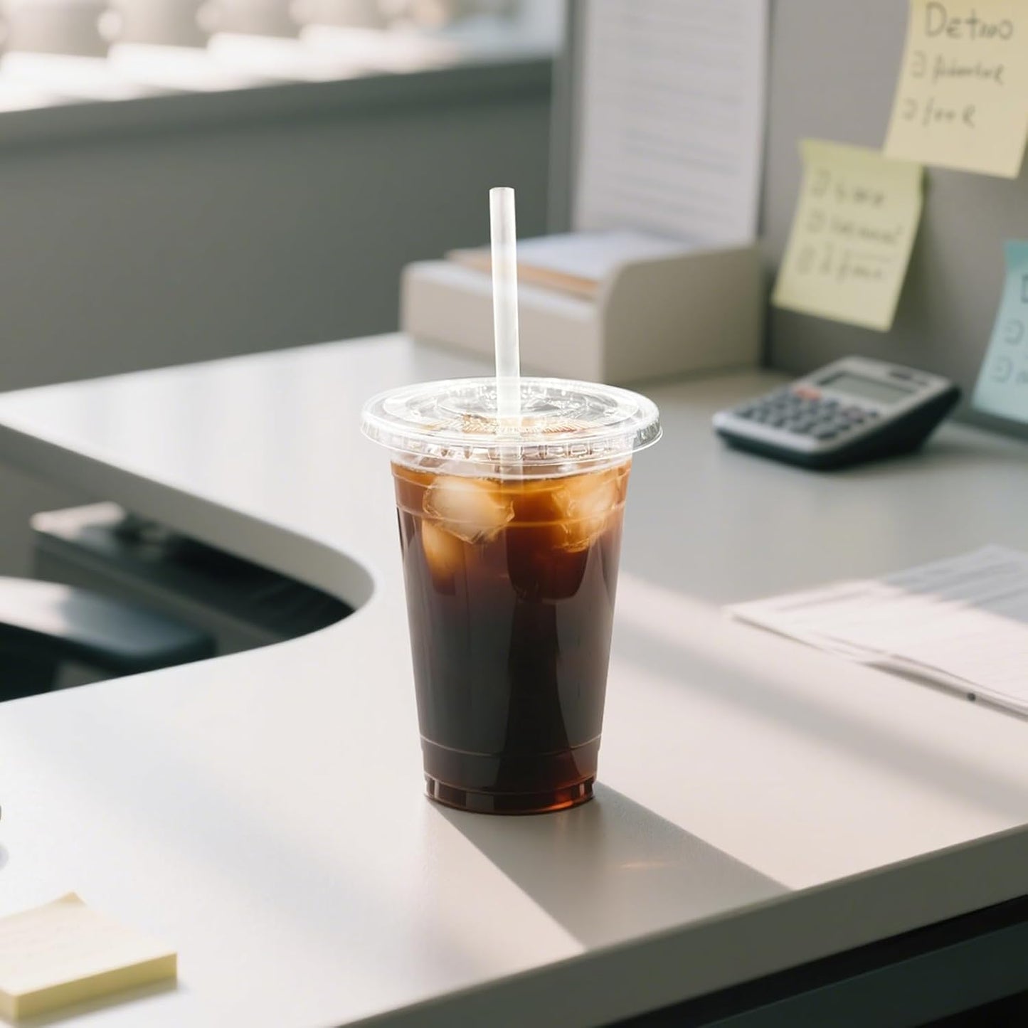 Dealusy 100 Pack - 16 oz Clear Plastic Cups with Lids, Sturdy & Food Safe Iced Coffee Cups with lids, Disposable Plastic Smoothie Cups for Cold Drinks, Sip Lids