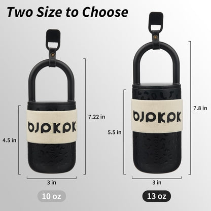 BJPKPK 13oz Insulated Stainless Steel Loop Tumbler With Lid And Handle Travel Coffee Mug Thermal Cup,Latte