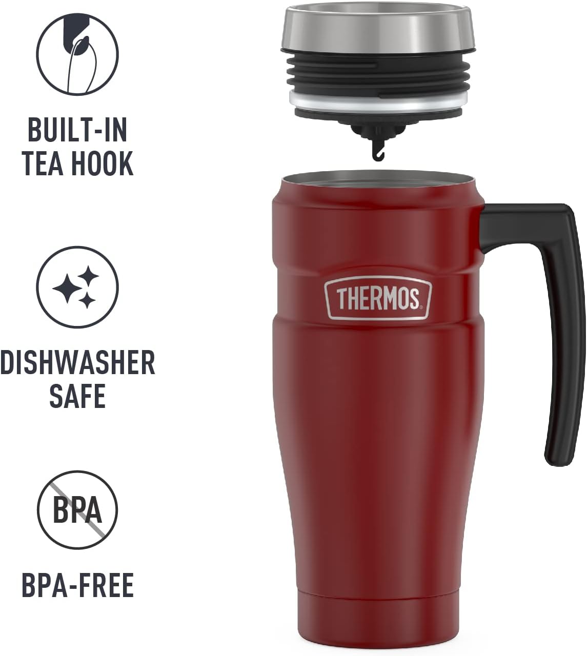 THERMOS Stainless King Vacuum-Insulated Stainless Steel Tumbler - 16oz, Midnight Blue - Insulated Coffee Tumbler for Hot & Cold Drinks - Leak-Proof & Sweat-Proof for Commuting & Traveling