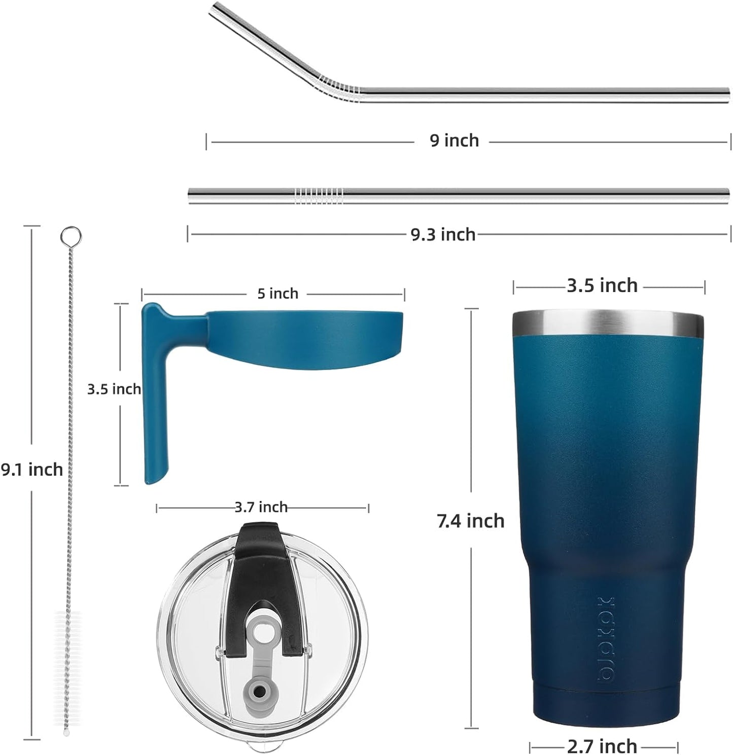 BJPKPK Tumbler With Handle And Straw Lid 40 oz Stainless Steel Insulated Coffee Tumbler Cups For Home, Office or Car,Turquoise