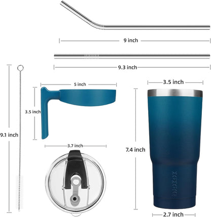 BJPKPK Tumbler With Handle And Straw Lid 40 oz Stainless Steel Insulated Coffee Tumbler Cups For Home, Office or Car,Turquoise
