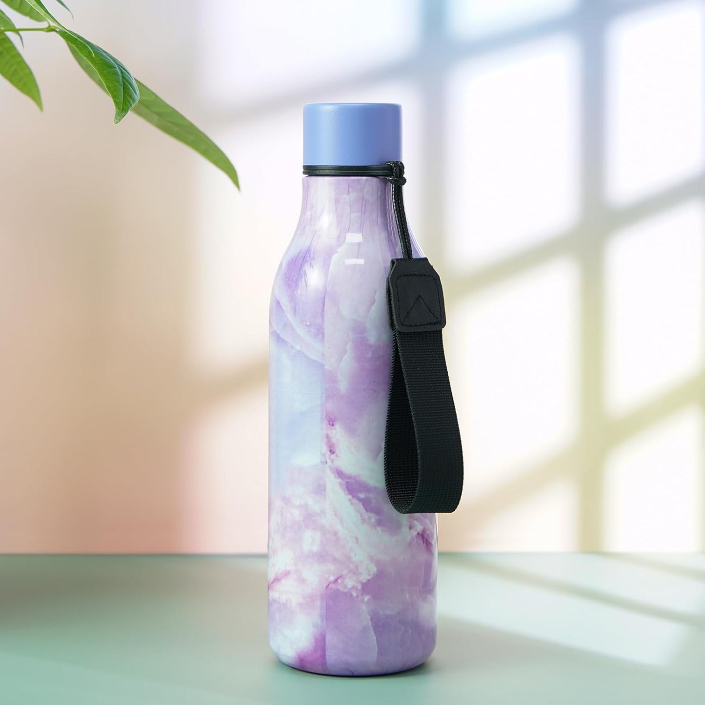 BJPKPK Insulated Water Bottles, 18 oz Stainless Steel Metal Water Bottle with Strap, BPA Free Leak Proof Jugs, Mugs, Flasks, Reusable Thermal Flasks for Sports & Travel, Black - Colors B