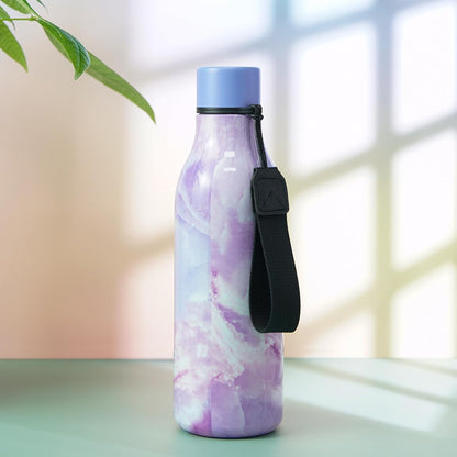 BJPKPK Insulated Water Bottles, 18 oz Stainless Steel Metal Water Bottle with Strap, BPA Free Leak Proof Jugs, Mugs, Flasks, Reusable Thermal Flasks for Sports & Travel, Black - Colors B