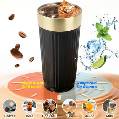 SPLMIFA Vacuum-Insulated Stainless Steel Travel Coffee Mug, Leak-Proof Reusable Coffee Cup with Lid - Keep Hot & Cold Drinks for Hours, Durable Insulated Tumbler for Men & Women(3rd-Black, 12OZ)