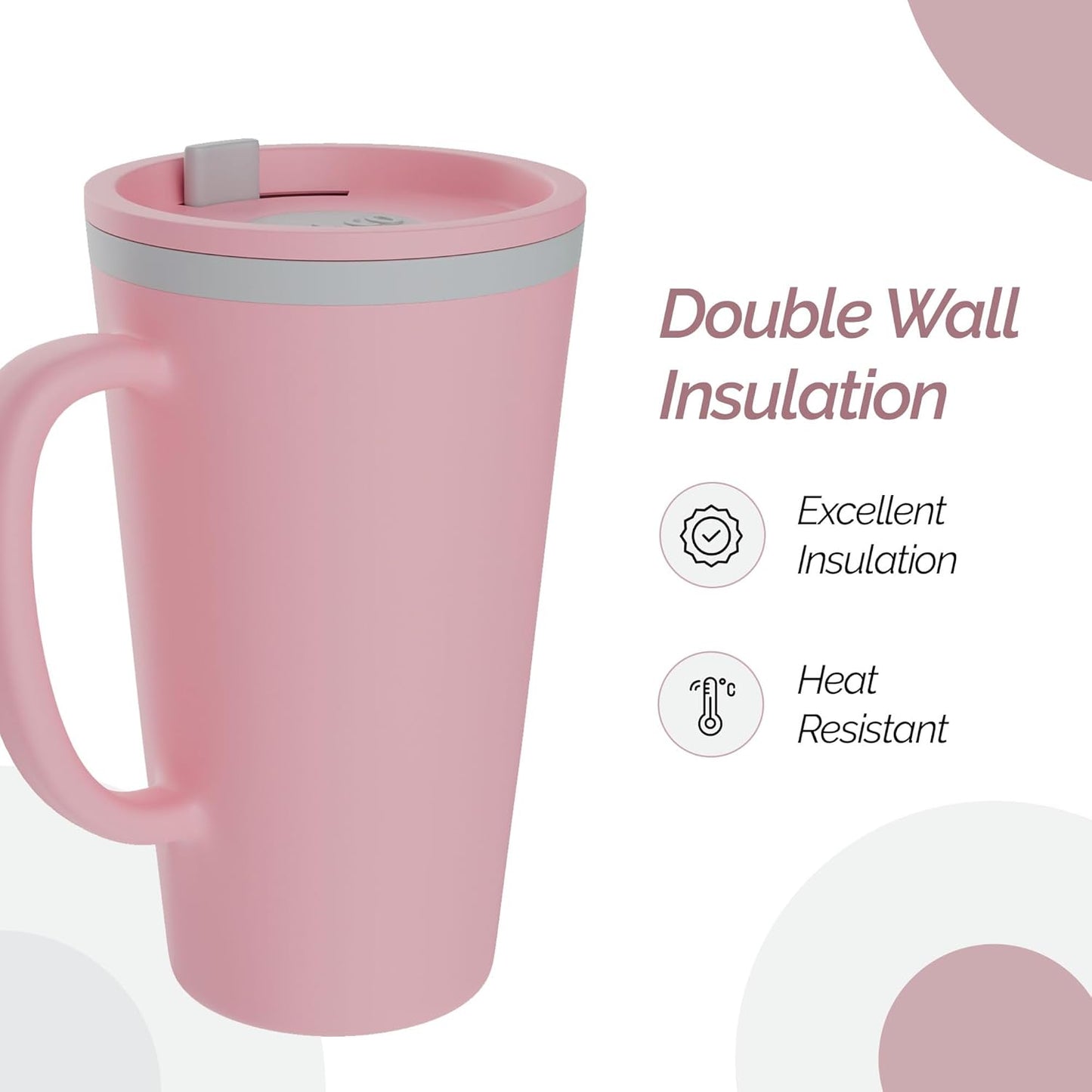 Copco Cone Desk Mug, 16 oz - Double Wall Insulated Coffee Mug with Twist-Off Lid, Handle & Slide Tab - Travel-Friendly Cup for Hot or Cold Drinks, BPA-Free, Microwave & Dishwasher Safe (Brown)