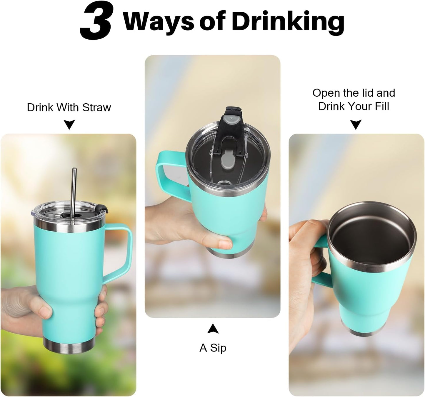 20 oz Tumbler with Handle, Stainless Steel Insulated Tumbler with Lid and Straw, Double Wall Vacuum Coffee Mug Tumbler, Insulated Coffee Thermal Cup for Cold and Hot (Light Purple)