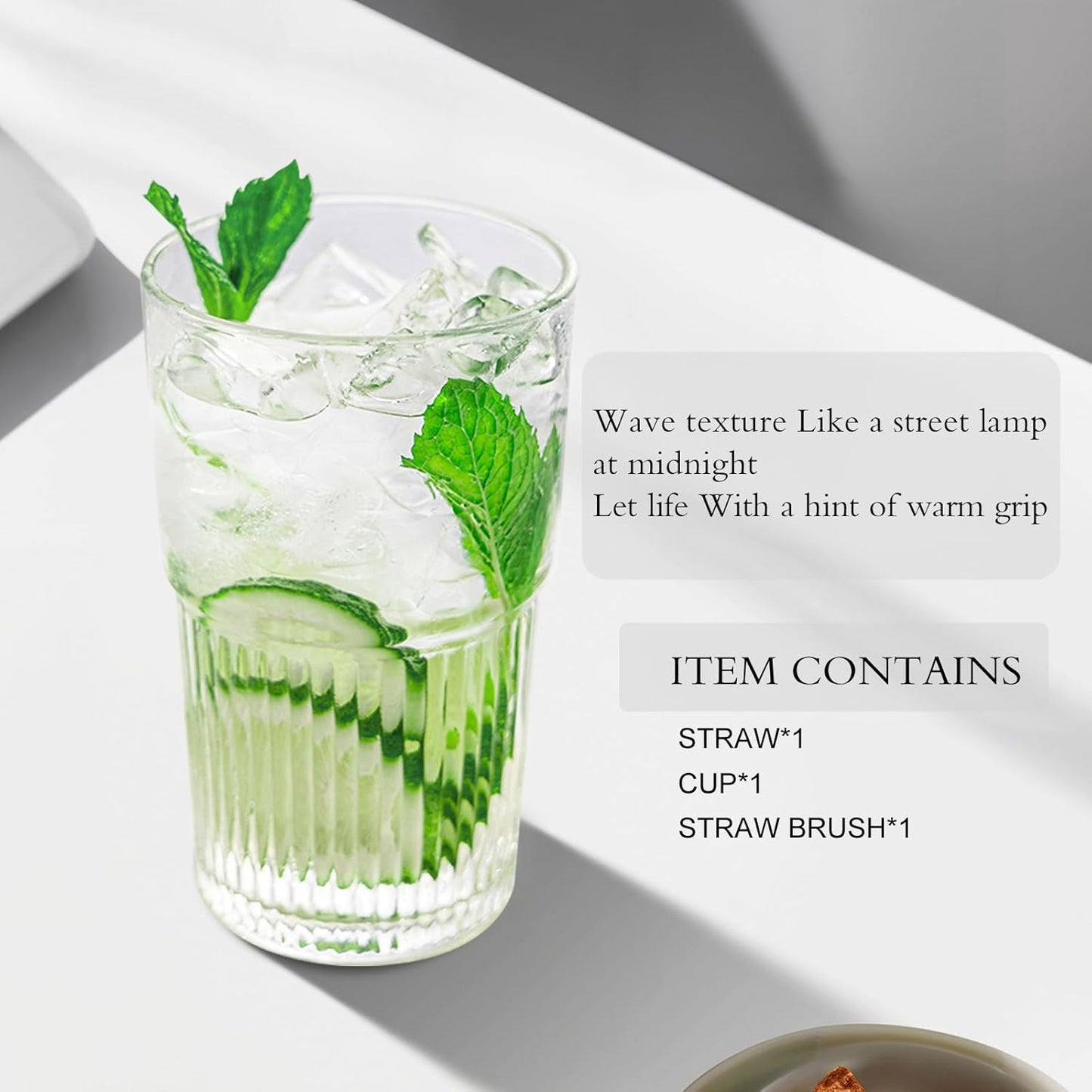 Luiaiog 20 oz Glass Cups with Lids and Straws – Single Reusable Tumbler, Thickened Shatter-Resistant Glass, Ideal for Iced Coffee, Smoothies, Cocktails, Juices – Elegant & Durable Drinkware