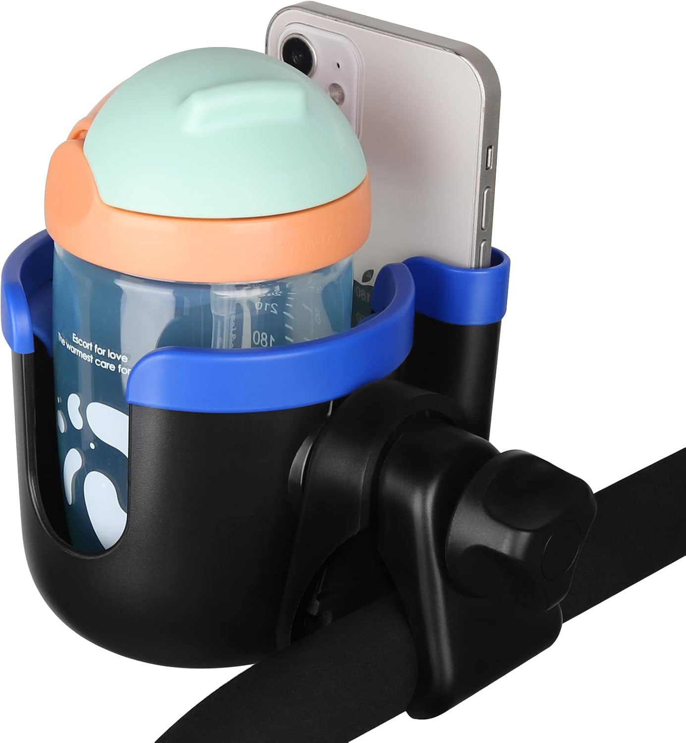 Accmor Stroller Cup Holder with Phone Holder, Bike Cup Holder, Universal Cup Holder for Uppababy Nuna Doona Strollers, 2-in-1 Cup Holder for Walker, Wheelchair, Scooter - Colors A