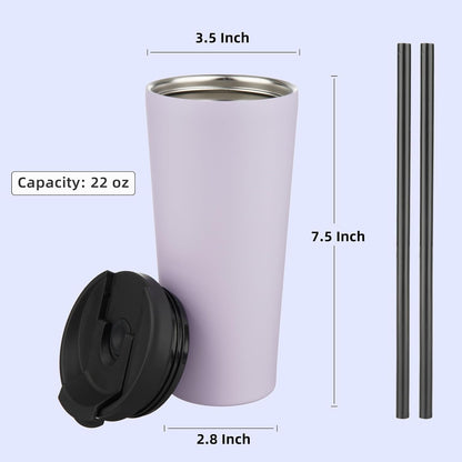 Konokyo 30 OZ Insulated Tumbler with Lid and 2 Straws Stainless Steel Water Bottle Vacuum Travel Mug Coffee Cup,Pastel Sunset