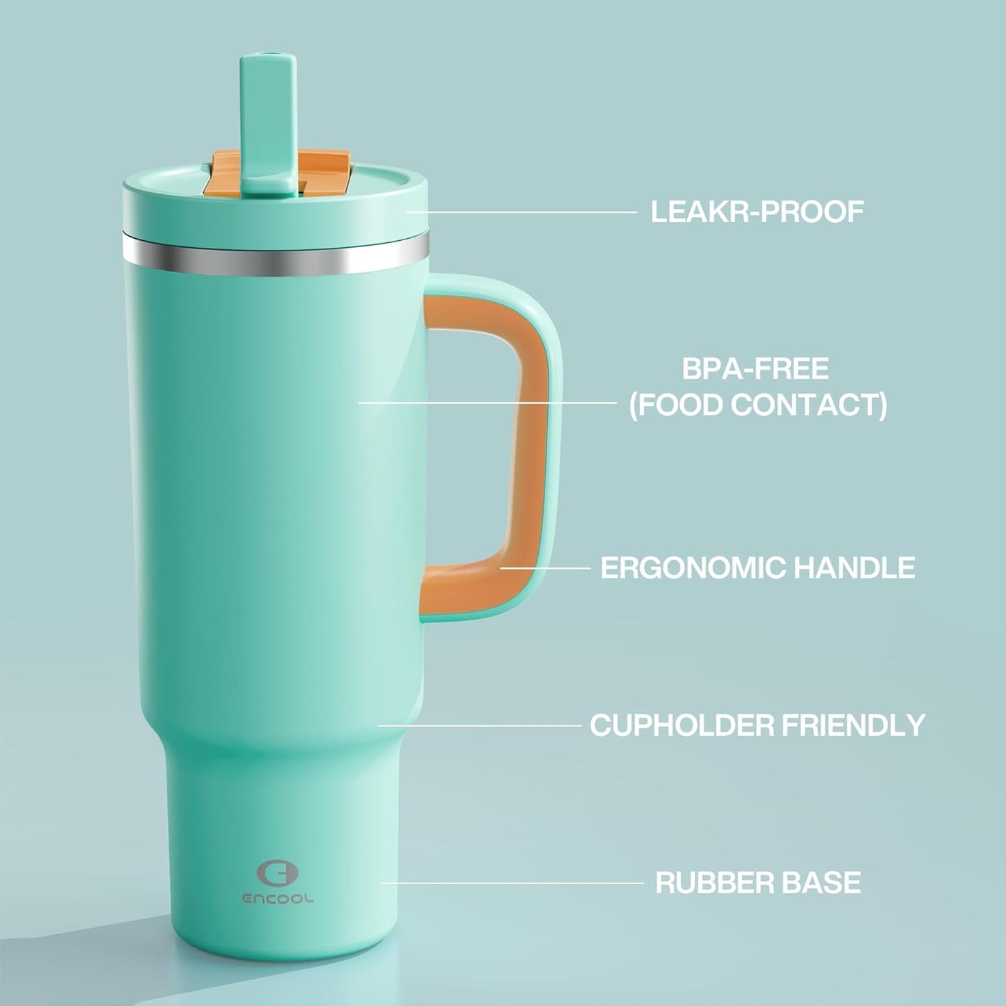 40 oz Tumbler with Handle and Straw: Stainless Steel Insulated Tumbler Keeps Cold for 24 Hours, Leakproof Travel Cup Fits in Cup Holder and BPA-Free, Cotton Candy