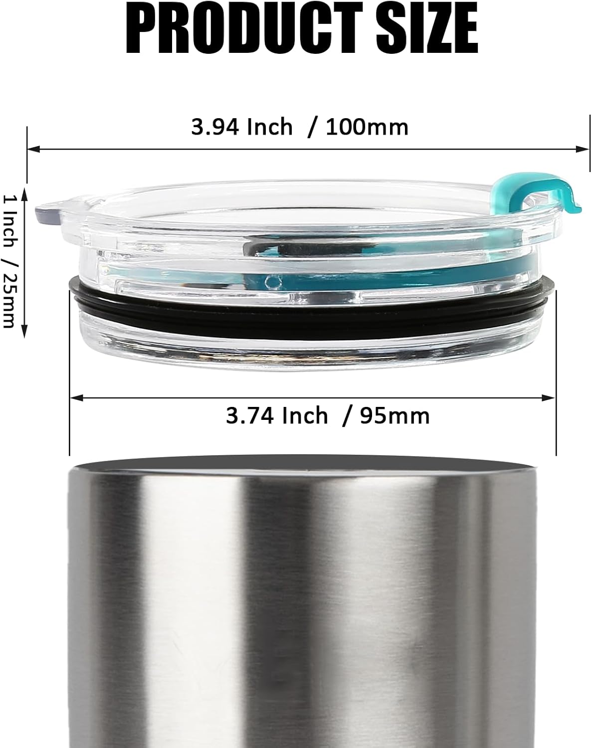 2 Pcs Tumbler Flip Lid for 20oz Water Bottle, Plastic Cup Replacement Cover, Spill Proof for Travel Mug Bottle (Black, Flip)
