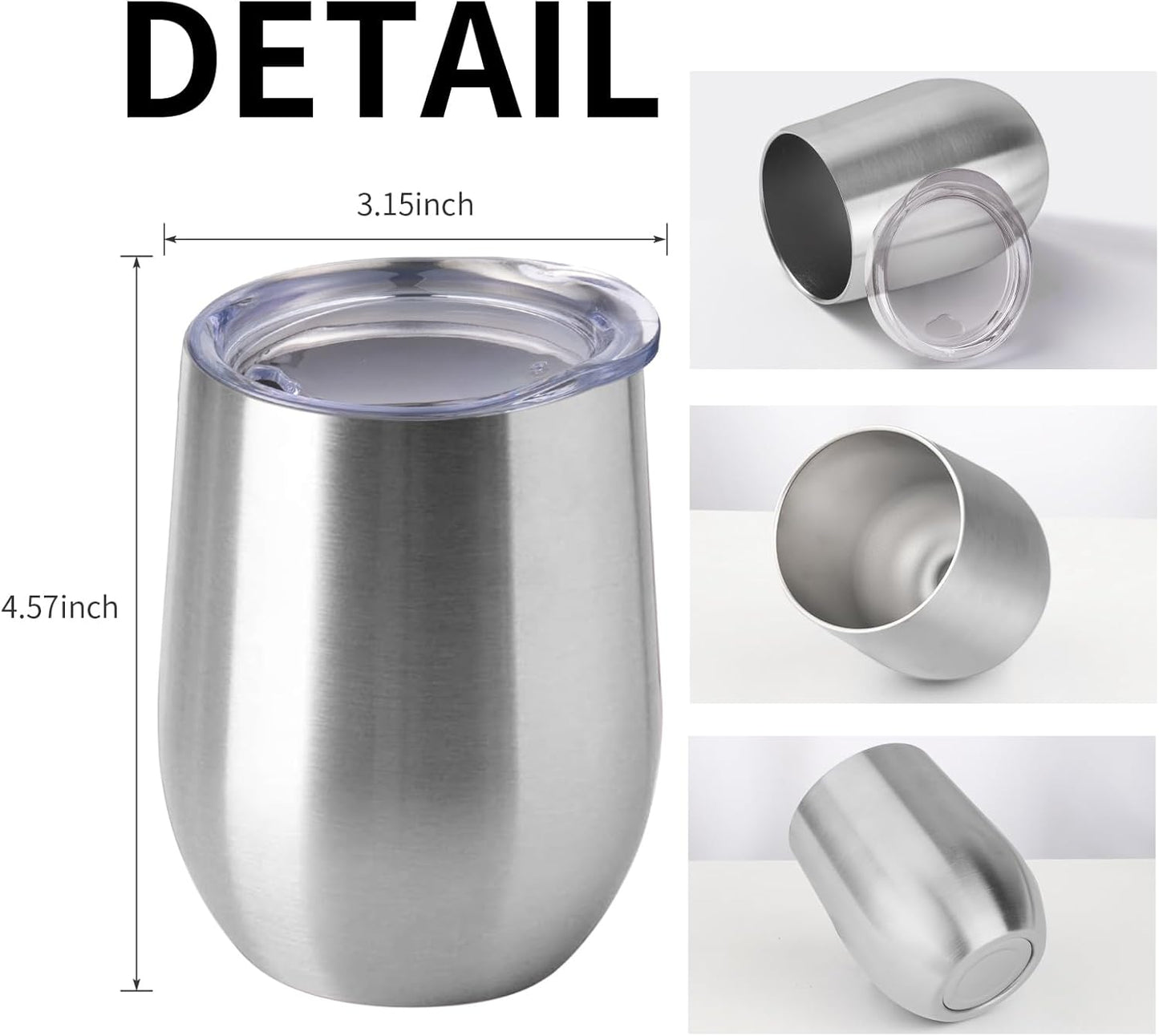 12oz/4 Pack Wine Tumbler Glasses with Lid Stemless Double Wall Vacuum Stainless Steel Travel Tumbler Keeping Cold & Hot for Wine,Coffee,Cocktails,Drinks-Family and Gifts (Multi color-dark)