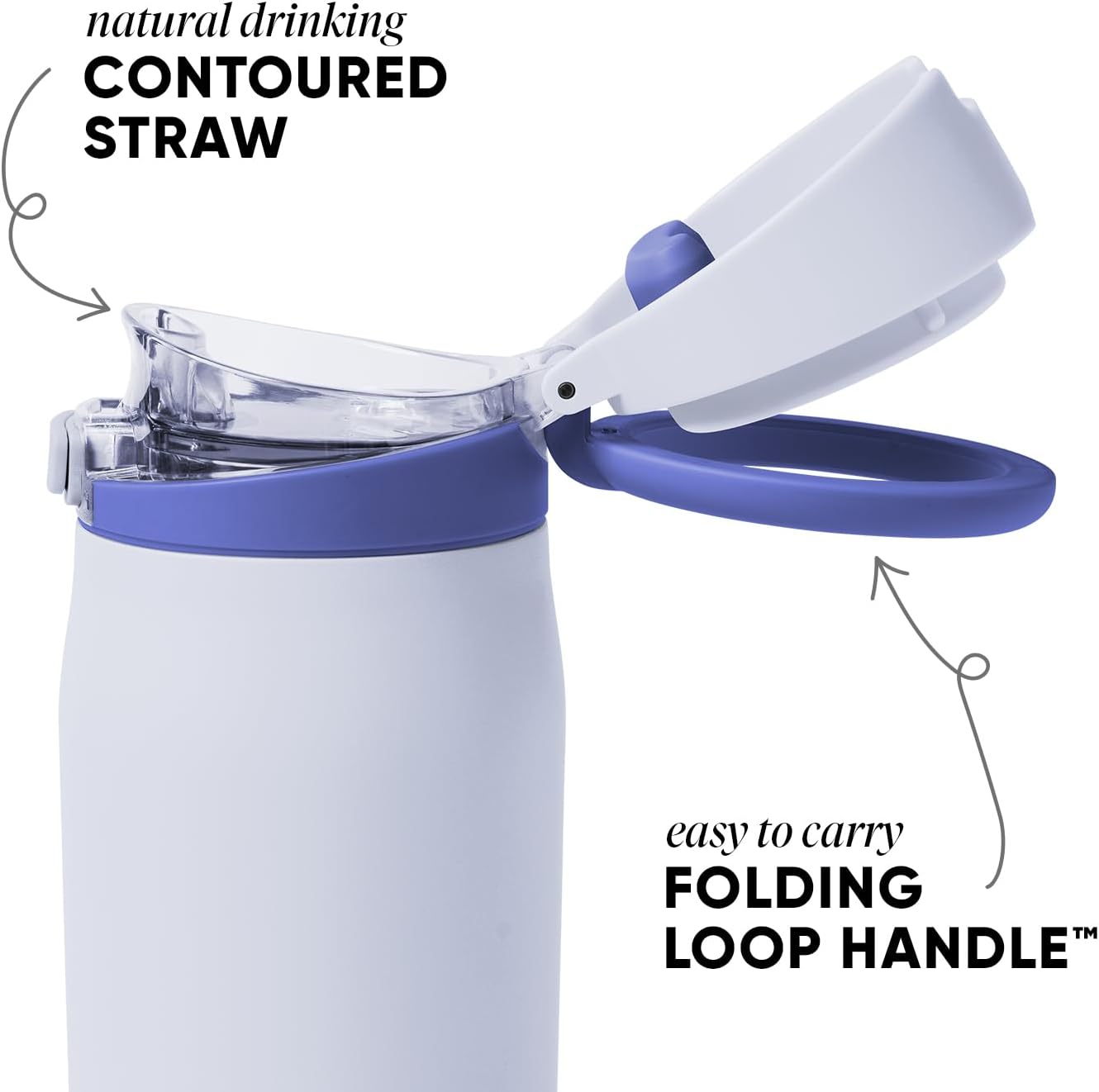 Simple Modern Mesa Loop Water Bottle with Covered Straw and Handle | 24oz Cup Holder Friendly Insulated Stainless Steel Bottles for Travel, Sports and School | Iris Sage - Colors B